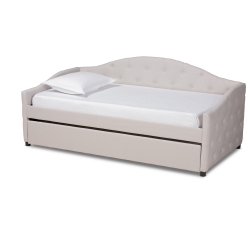Baxton Studio Becker Modern and Contemporary Transitional Beige Fabric Upholstered Twin Size Daybed with Trundle
